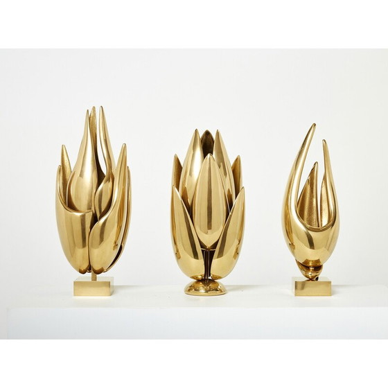 Image 1 of Lampe à flamme en bronze doré par Michel Armand, 1970