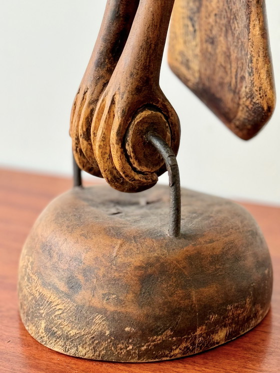 Image 1 of Grande sculpture d'oiseau africain en bois