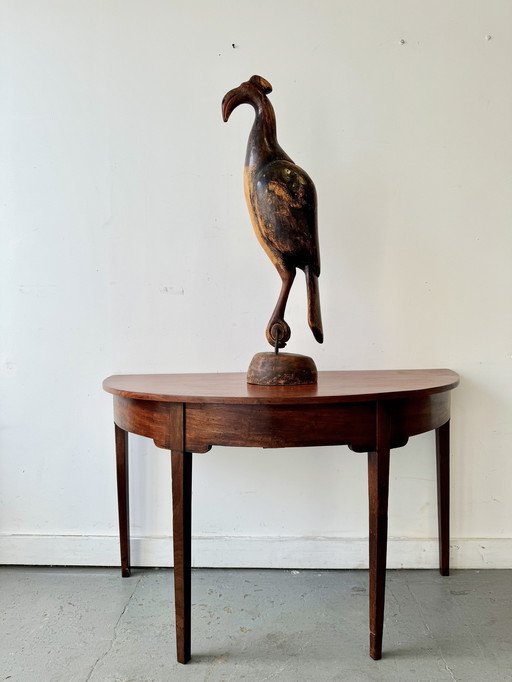 Grande sculpture d'oiseau africain en bois