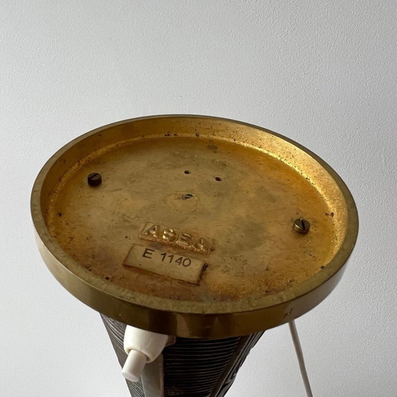 Image 1 of Lampe de table vintage en laiton et verre opalin par Sonja Katzin pour Asea, Suède années 1950