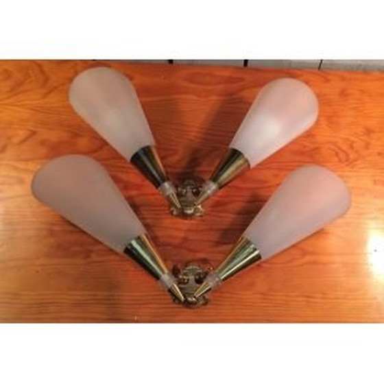 Image 1 of Paire d'appliques vintage en laiton et plastique, 1970