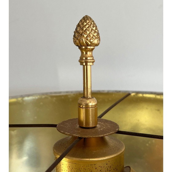 Image 1 of Lampe vintage à œuf d'autruche en opaline blanche et nickel doré, 1970