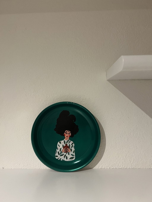 1X La femme et la grenade 22 peinture plaque d'acier