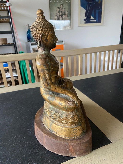 Authentique Bouddha en bronze doré du 18e siècle