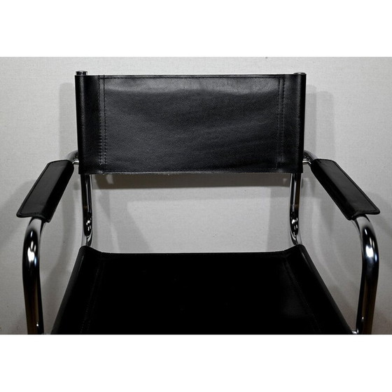 Image 1 of Paire de fauteuils vintage en métal chromé avec assise et dossier en cuir noir par Marcel Breuer, Hongrie, années 1970