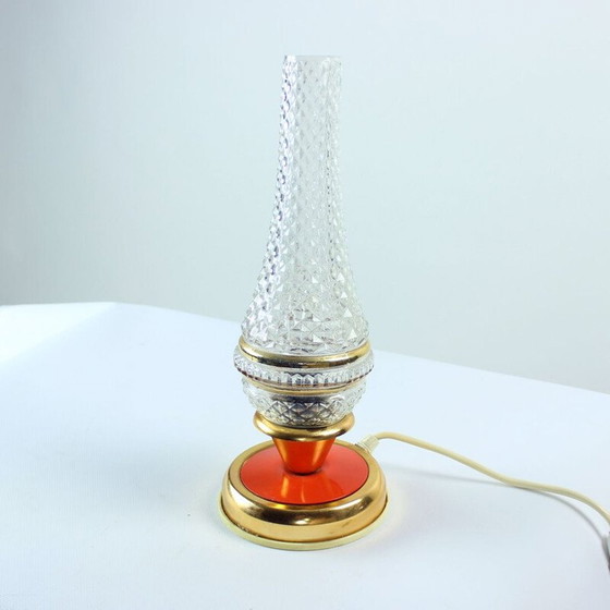 Image 1 of Lampe de table vintage en laiton et verre, Tchécoslovaquie, années 1960