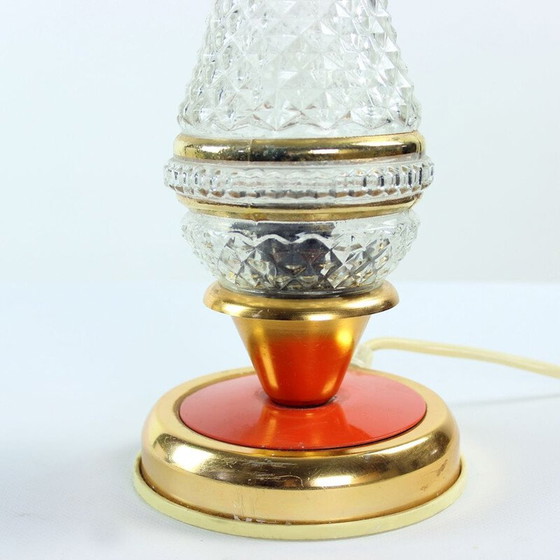 Image 1 of Lampe de table vintage en laiton et verre, Tchécoslovaquie, années 1960