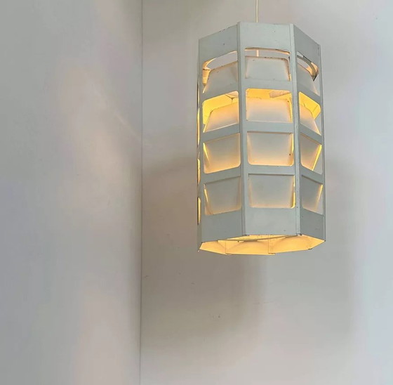 Image 1 of Suspension Vintage De Poul Gernes, Métal Laqué Blanc Mat, Par Poulsen Danemark