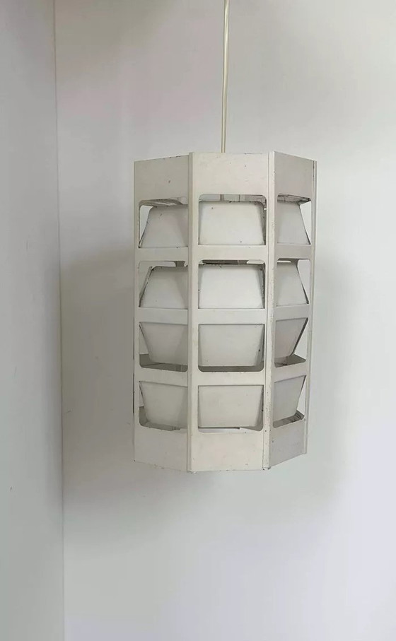 Image 1 of Suspension Vintage De Poul Gernes, Métal Laqué Blanc Mat, Par Poulsen Danemark