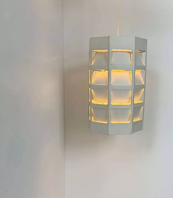 Image 1 of Suspension Vintage De Poul Gernes, Métal Laqué Blanc Mat, Par Poulsen Danemark