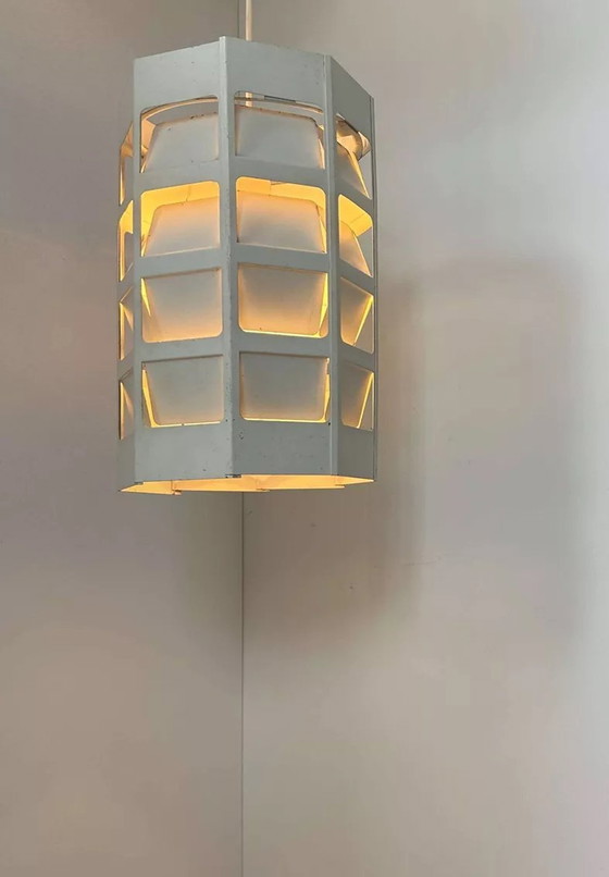 Image 1 of Suspension Vintage De Poul Gernes, Métal Laqué Blanc Mat, Par Poulsen Danemark