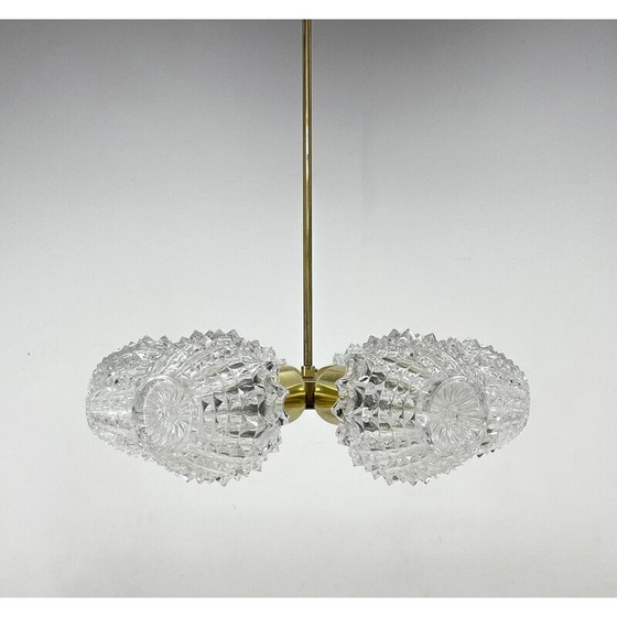 Image 1 of Paire de lustres vintage en laiton et verre par Kamenicky Senov, 1960s