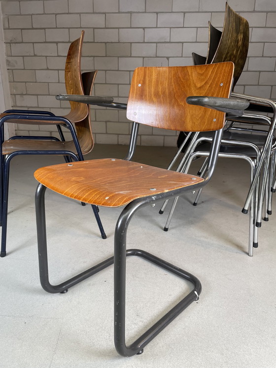 Image 1 of 7X Chaise d'école industrielle vintage