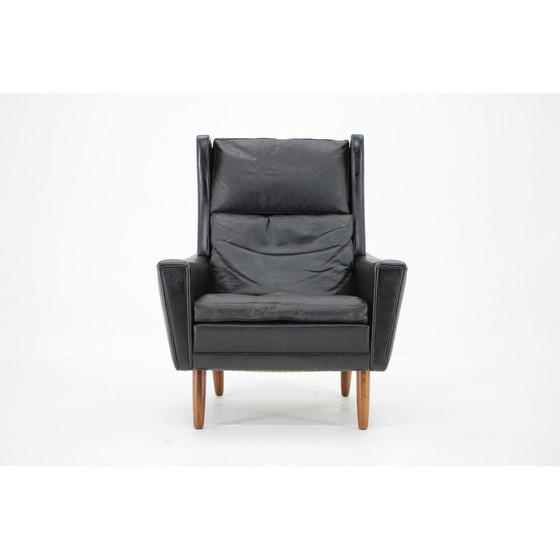 Image 1 of Fauteuil à oreilles en cuir vintage, Danemark 1970