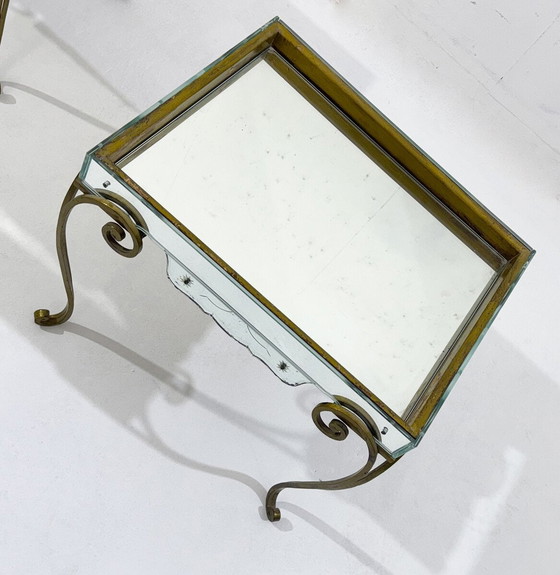 Image 1 of Paire de tables d'appoint en verre et laiton, années 1940