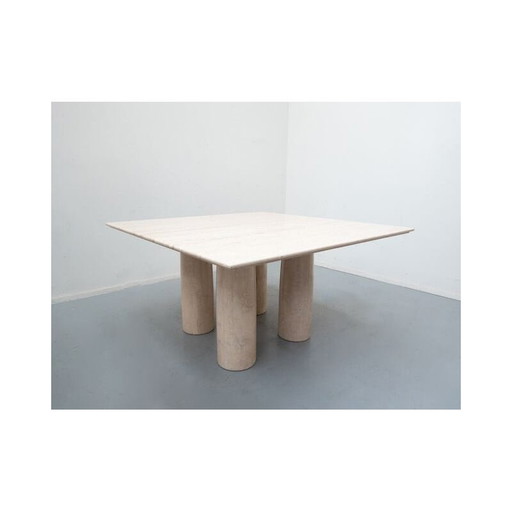 Table de salle à manger vintage Travertin Il Colonnato par Mario Bellini pour Cassina, 1970