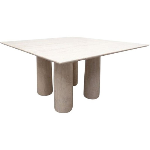 Table de salle à manger vintage Travertin Il Colonnato par Mario Bellini pour Cassina, 1970