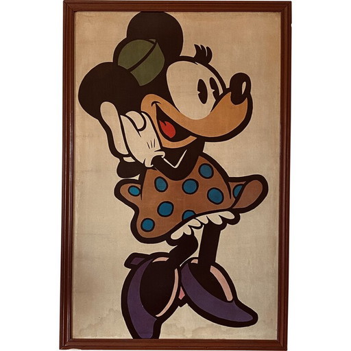 Poster encadré vintage Minnie Mouse, France 1960s