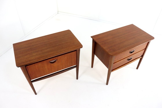 Image 1 of Ensemble de 2 tables de nuit Wébé Louis Van Teeffelen 'Beek En Donk' Vintage