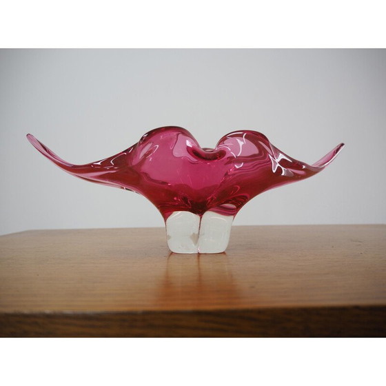 Image 1 of Bol vintage en verre rouge par Josef Hospodka, Tchécoslovaquie 1960