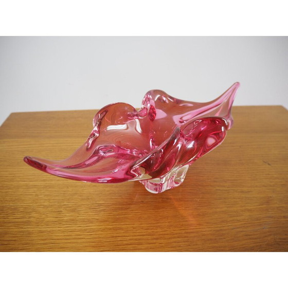 Image 1 of Bol vintage en verre rouge par Josef Hospodka, Tchécoslovaquie 1960