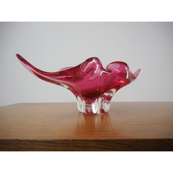 Image 1 of Bol vintage en verre rouge par Josef Hospodka, Tchécoslovaquie 1960