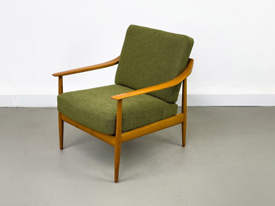 Image 1 of Chaise Lounge En Teck Et Bouclé Par Knoll Antimott, 1960S