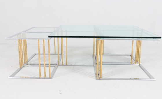 Image 1 of Coffee Table/ Table avec quatre tables de Rolf Benz, Hollywood Regency, années 1980