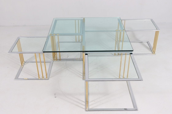 Image 1 of Coffee Table/ Table avec quatre tables de Rolf Benz, Hollywood Regency, années 1980