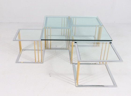 Image 1 of Coffee Table/ Table avec quatre tables de Rolf Benz, Hollywood Regency, années 1980