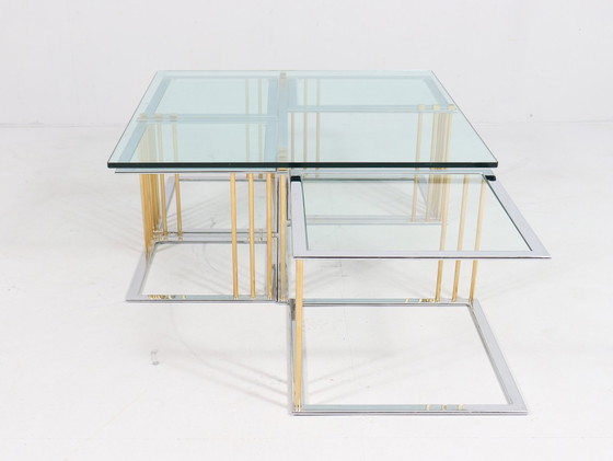 Image 1 of Coffee Table/ Table avec quatre tables de Rolf Benz, Hollywood Regency, années 1980