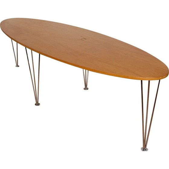 Image 1 of Table basse vintage en métal et chêne, 1980