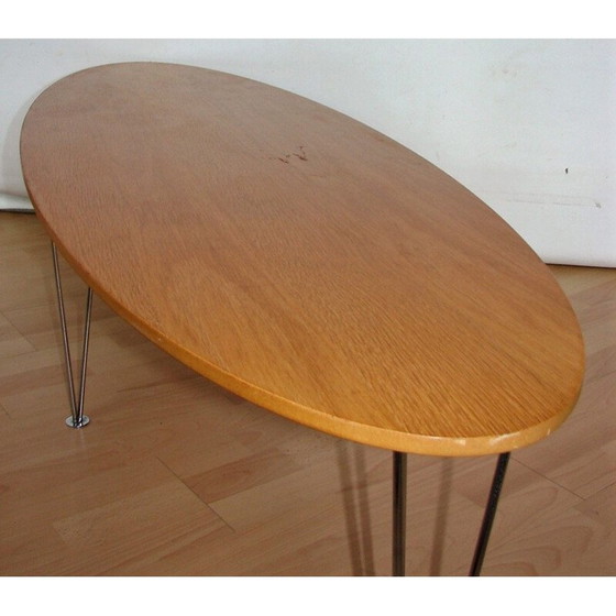 Image 1 of Table basse vintage en métal et chêne, 1980