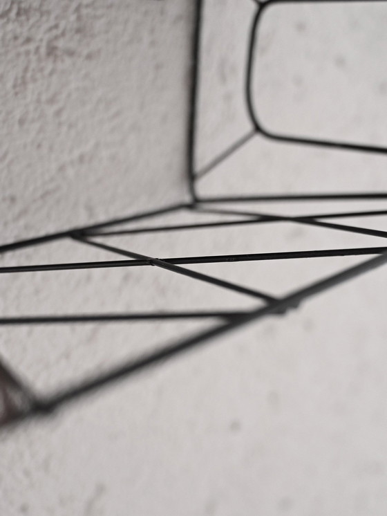 Image 1 of Table de chevet murale en teck et métal