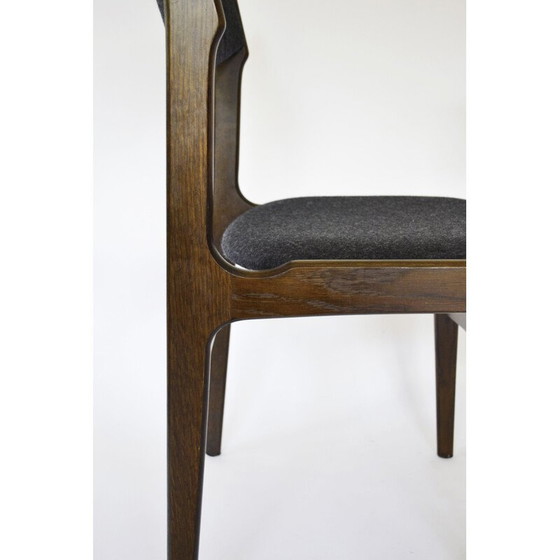 Image 1 of Ensemble de 4 chaises de salle à manger vintage en feutre et noyer par Erik Buch pour O.D. Møbler, Danemark années 1960