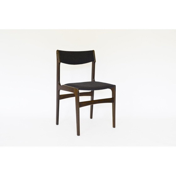 Image 1 of Ensemble de 4 chaises de salle à manger vintage en feutre et noyer par Erik Buch pour O.D. Møbler, Danemark années 1960