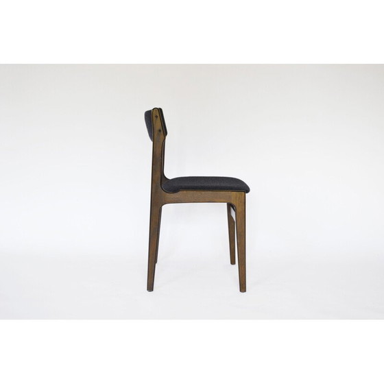 Image 1 of Ensemble de 4 chaises de salle à manger vintage en feutre et noyer par Erik Buch pour O.D. Møbler, Danemark années 1960
