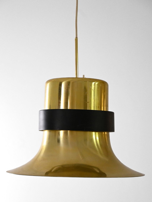 Lampe pendante vintage scandinave dorée avec détails noirs, 1960S