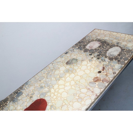 Image 1 of Table basse vintage en métal chromé avec roues, 1970