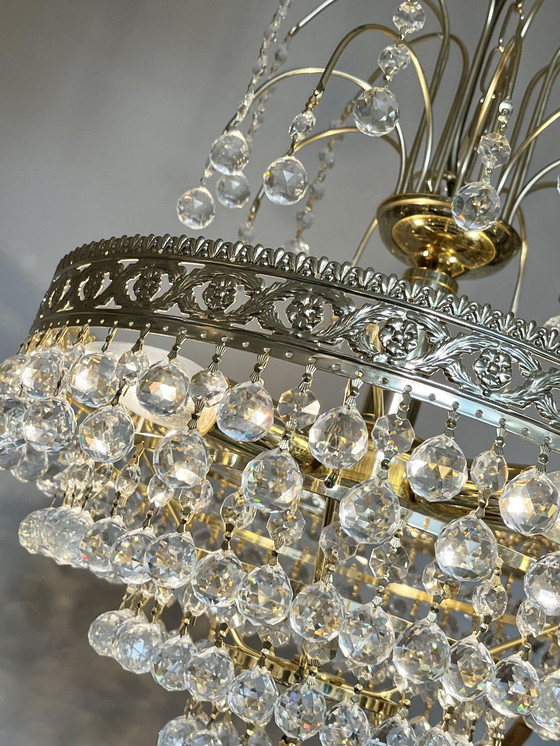 Image 1 of Chandelier design Swarovski boules de cristal feuille d'or