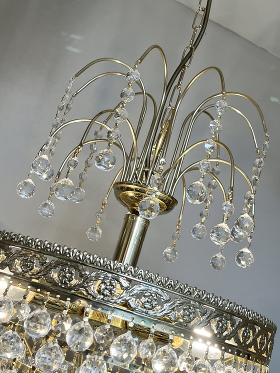 Image 1 of Chandelier design Swarovski boules de cristal feuille d'or