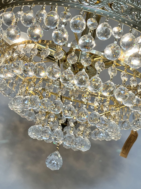 Image 1 of Chandelier design Swarovski boules de cristal feuille d'or
