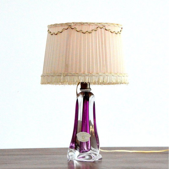Image 1 of Lampe de table en cristal Val St-Lambert, Mid Century, Belgique 1960
