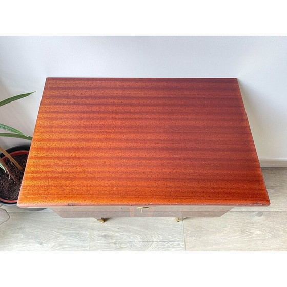 Image 1 of Table de chevet vintage en bois et laiton, 1950