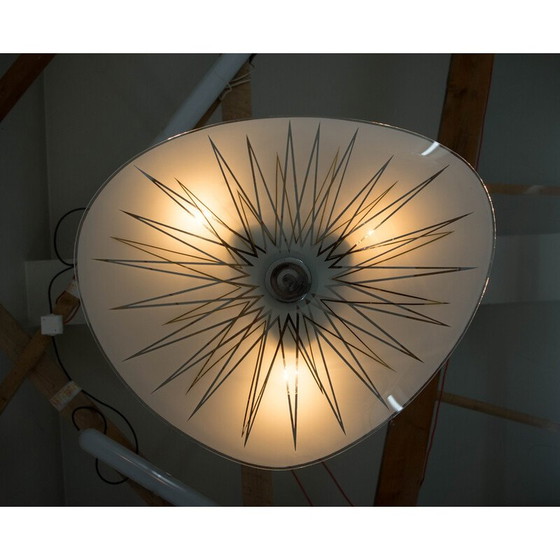 Image 1 of Lampe suspendue vintage en verre et acier chromé pour Instala Decin, 1960