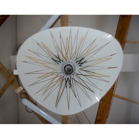 Image 1 of Lampe suspendue vintage en verre et acier chromé pour Instala Decin, 1960