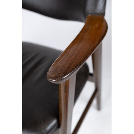 Image 1 of Fauteuil vintage en palissandre et cuir noir, danois, années 1976