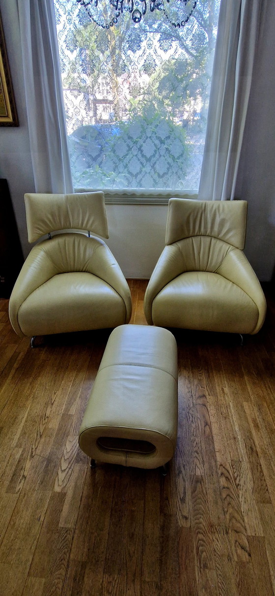 Image 1 of 2x Leolux Solymi Chairs et 1 Poof