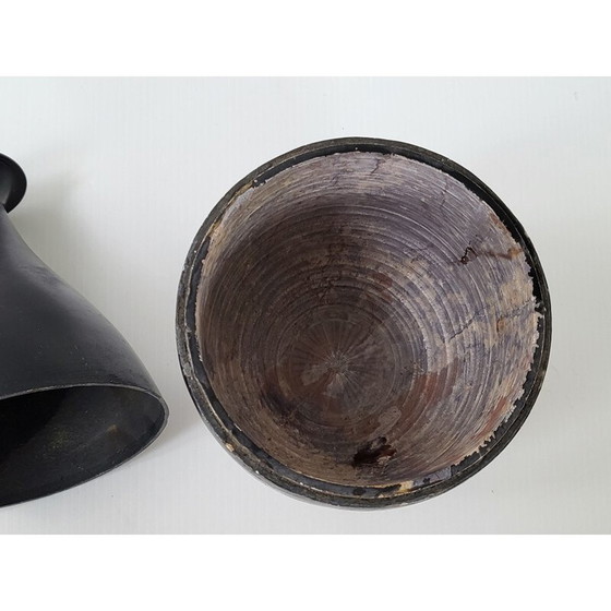 Image 1 of Bouteille vintage en métal et terre cuite, 1960