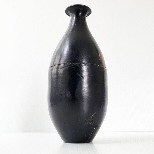 Bouteille vintage en métal et terre cuite, 1960